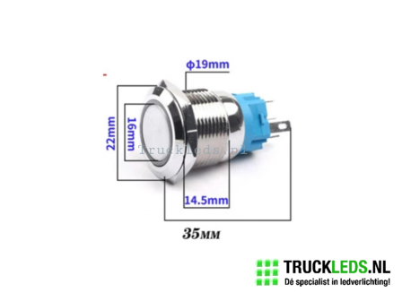 12mm druk schakelaar groen 3A.