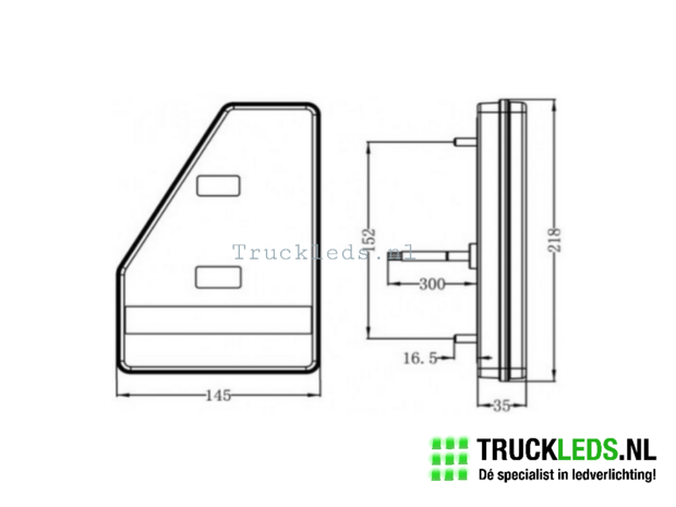 LED Trailer achterlicht 10~30v Links driehoek.