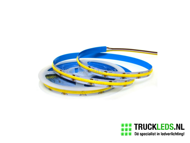 5 meter COB neon LED strip 12v blauw.